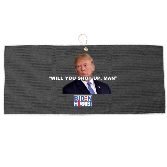 Will You Shut Up Man? Funny Anti Trump Large Microfiber Waffle Golf Towel