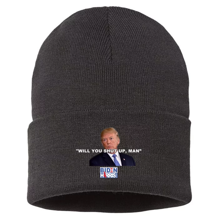 Will You Shut Up Man? Funny Anti Trump Sustainable Knit Beanie