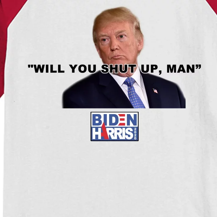 Will You Shut Up Man? Funny Anti Trump Kids Colorblock Raglan Jersey