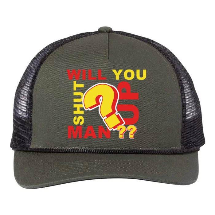 Will You Shut Up Man? Political Humor Retro Rope Trucker Hat Cap