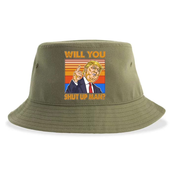 Will You Shut Up Man Trump Presidential Debate Sustainable Bucket Hat