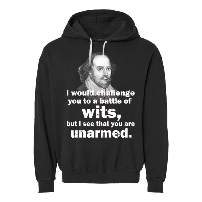 William Shakespeare Wits Quote Garment-Dyed Fleece Hoodie