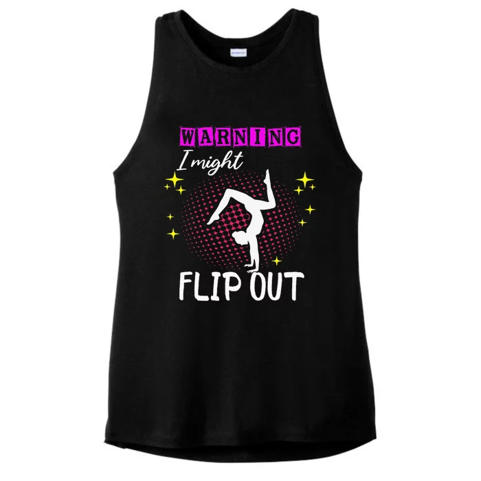 Warning I Might Flip Out Funny Cheerleading Ladies Tri-Blend Wicking Tank