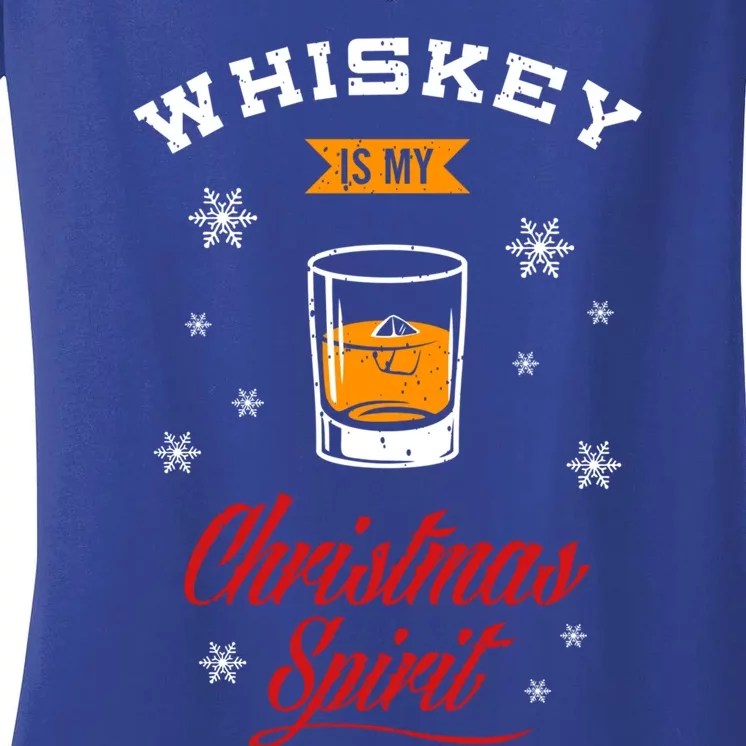 Whiskey Is My Christmas Spirit Scotch Ugly Christmas Sweater Gift Women's V-Neck T-Shirt