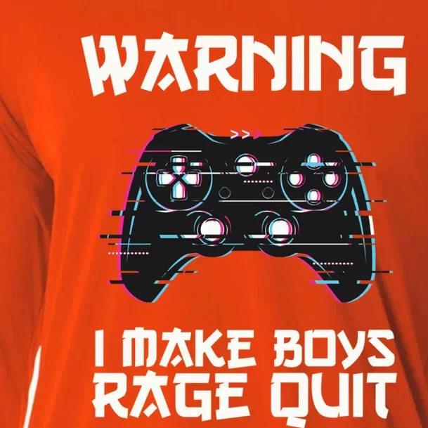 Warning I Make Rage Quit Funny Gamer Cool Gift Cooling Performance Long Sleeve Crew