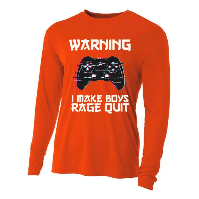 Warning I Make Rage Quit Funny Gamer Cool Gift Cooling Performance Long Sleeve Crew