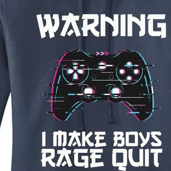 Warning I Make Rage Quit Funny Gamer Cool Gift Women's Pullover Hoodie