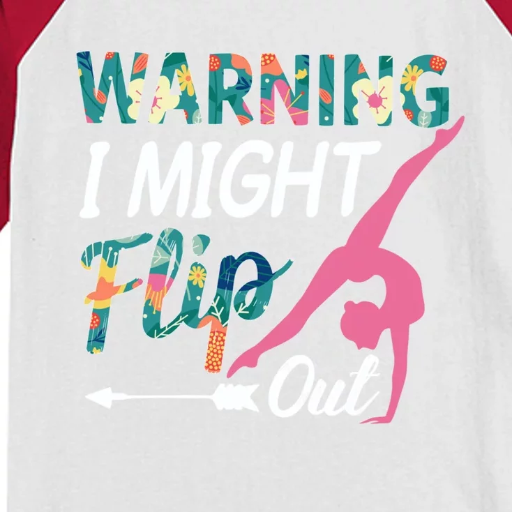 Warning I Might Flip Out Gymnastics Flower Gift Kids Colorblock Raglan Jersey