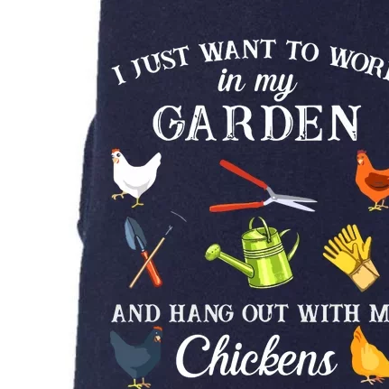 Work In My Garden Hangout With My Chickens Funny Gardening Doggie 3-End Fleece Hoodie