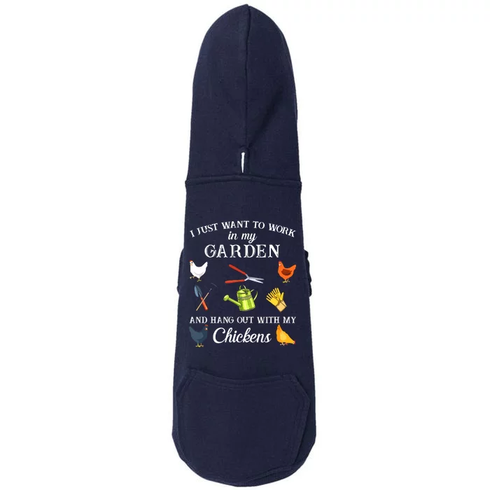 Work In My Garden Hangout With My Chickens Funny Gardening Doggie 3-End Fleece Hoodie