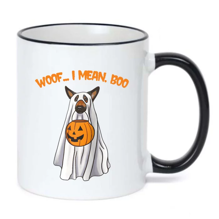 Woof I Mean Boo German Shepherd Dog Ghost Funny Halloween Raglan Baseball Tee Black Color Changing Mug