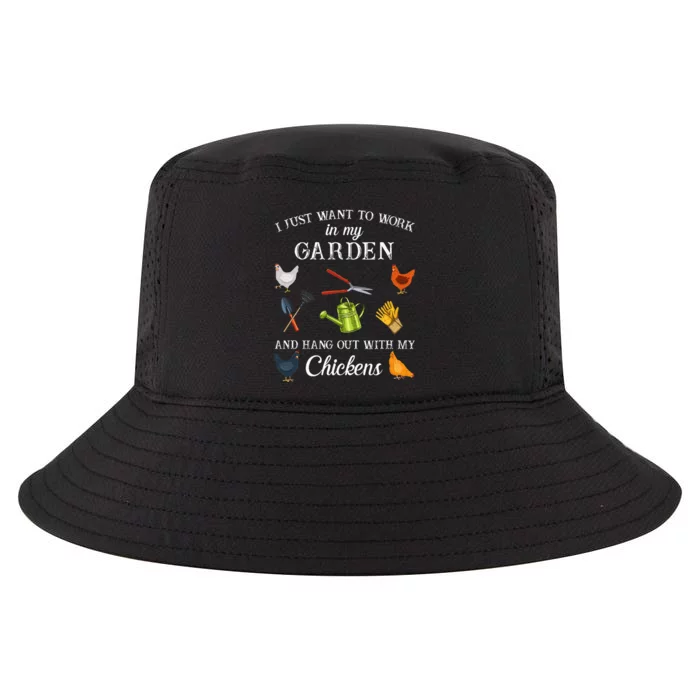 Work In My Garden Hangout With My Chickens Funny Gardening Cool Comfort Performance Bucket Hat