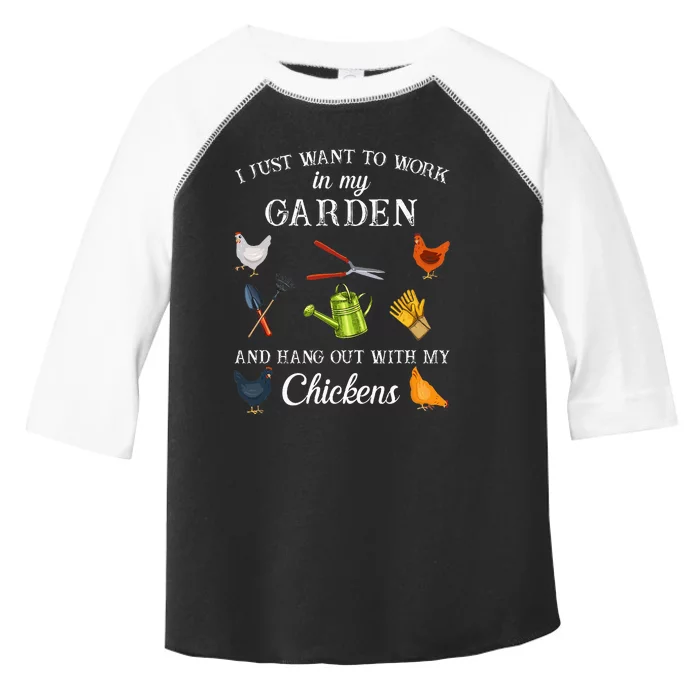 Work In My Garden Hangout With My Chickens Funny Gardening Toddler Fine Jersey T-Shirt