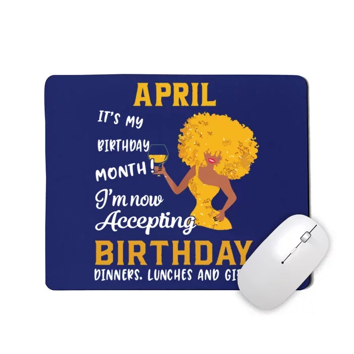 Womens Its My Birthday Shirts Black Women April Aries Taurus Gifts Mousepad