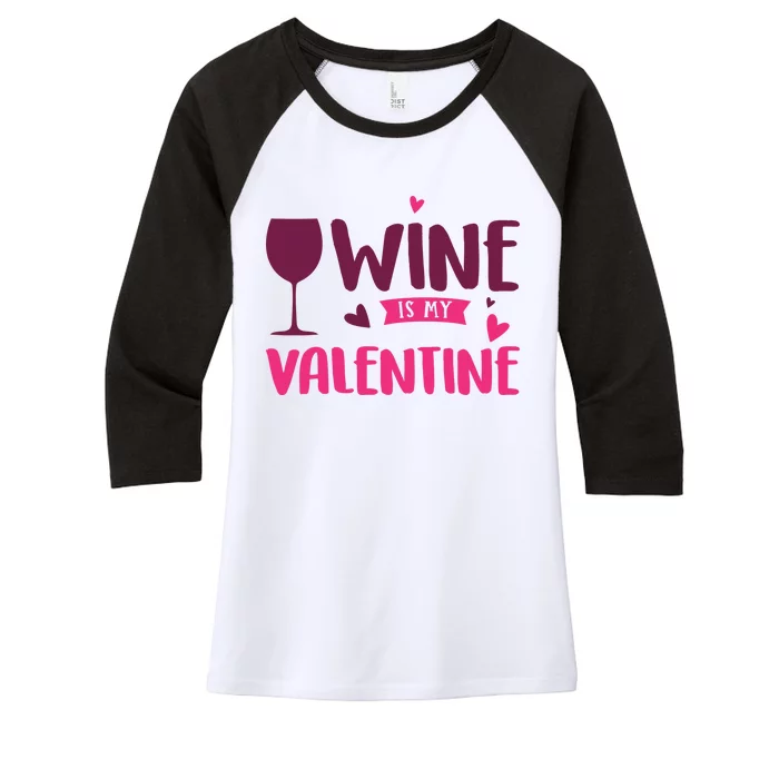 Wine Is My Valentine Funny Holiday Women's Tri-Blend 3/4-Sleeve Raglan Shirt