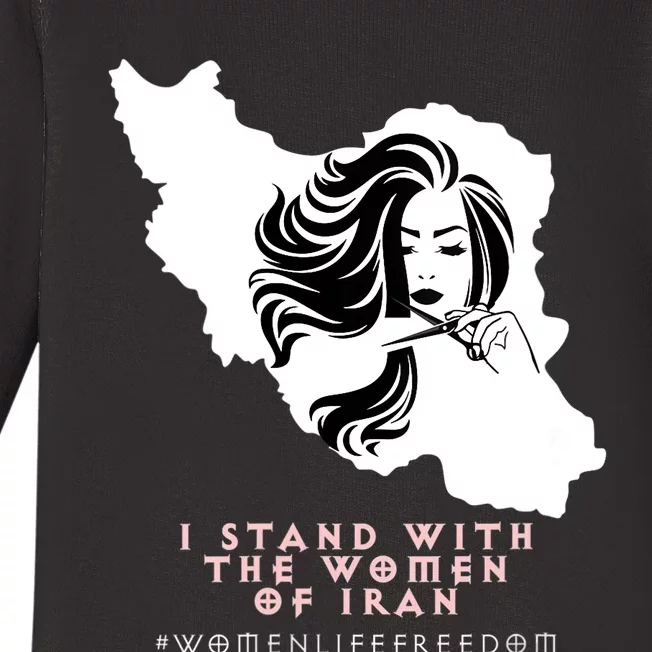 Womens Iran Map, I STAND WITH WOMEN OF IRAN Support Iranian Women Baby Long Sleeve Bodysuit