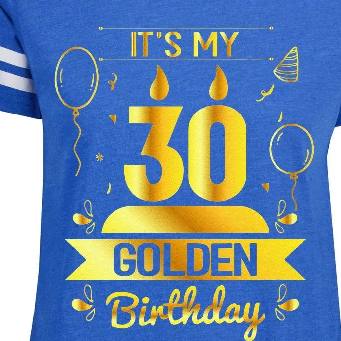 Womens It's My 30 Golden Birthday Unique 30th Bday Gift Ideas Enza Ladies Jersey Football T-Shirt