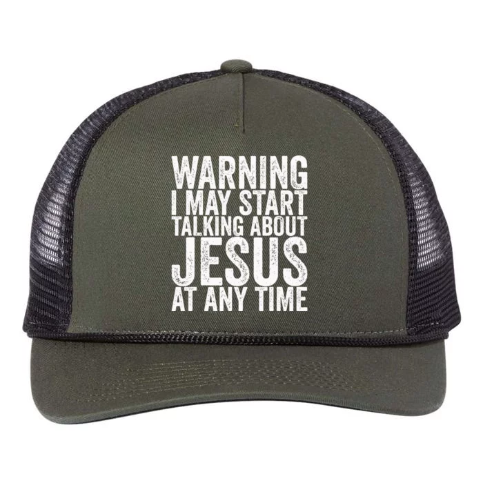 Warning I May Start Talking About Jesus At Any Time Retro Rope Trucker Hat Cap