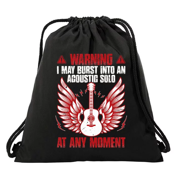 Warning I May Burst Into An Acoustic Solo Indie Folk Music Drawstring Bag