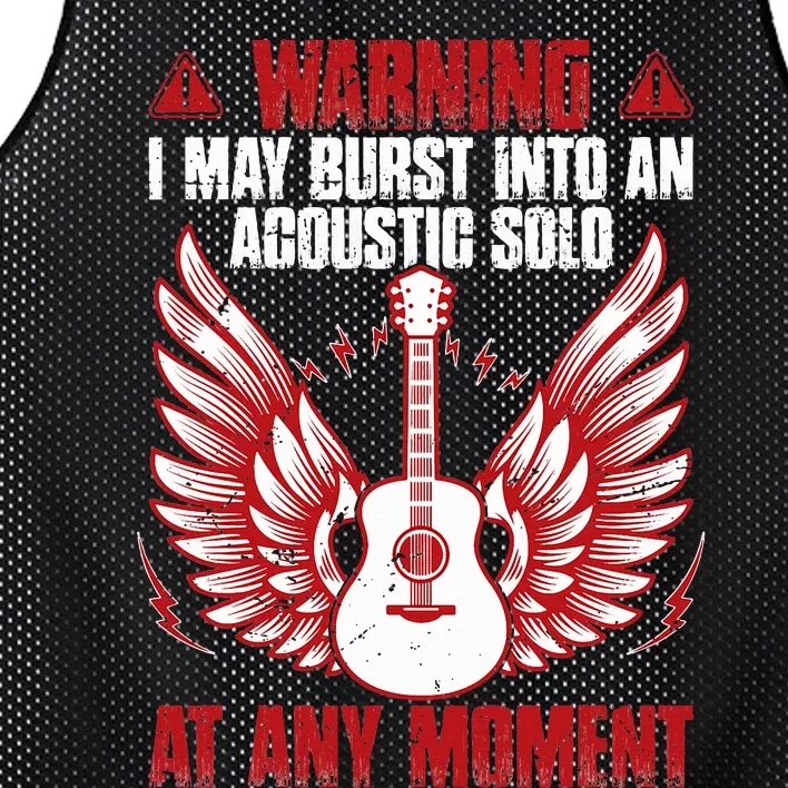 Warning I May Burst Into An Acoustic Solo Indie Folk Music Mesh Reversible Basketball Jersey Tank