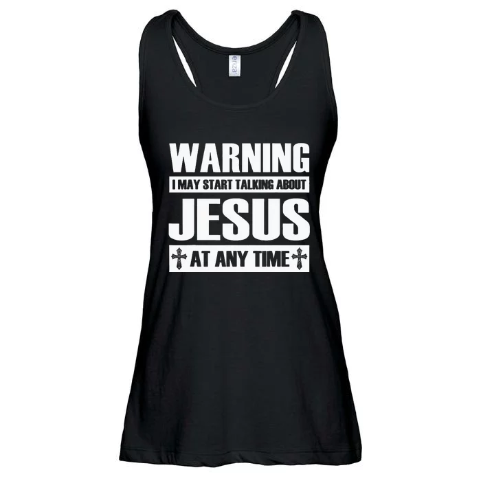 Warning I May Start Talking About Jesus Ladies Essential Flowy Tank