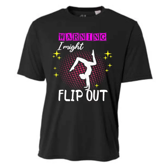 Warning I Might Flip Out Funny Gymnast Cheerleading Cooling Performance Crew T-Shirt