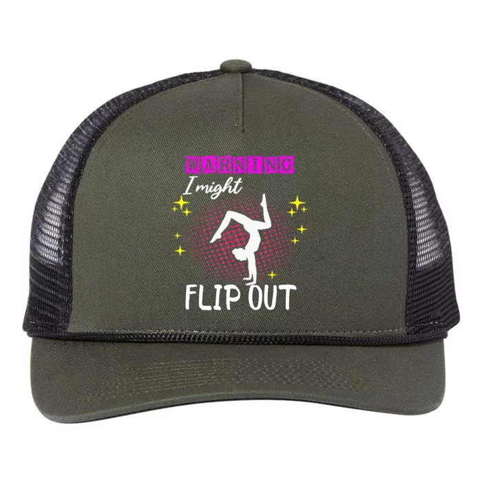 Warning I Might Flip Out Funny Gymnast Cheerleading Retro Rope Trucker Hat Cap