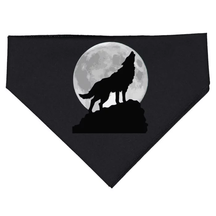 Wolf In Moon Light Cool Full Dog Pup Howling Tee USA-Made Doggie Bandana