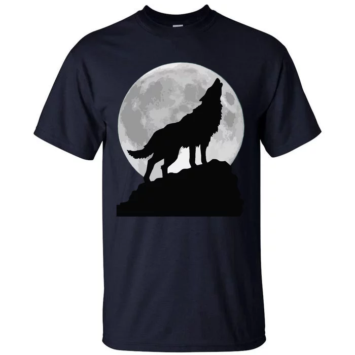 Wolf In Moon Light Cool Full Dog Pup Howling Tee Tall T-Shirt