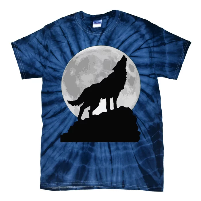 Wolf In Moon Light Cool Full Dog Pup Howling Tee Tie-Dye T-Shirt