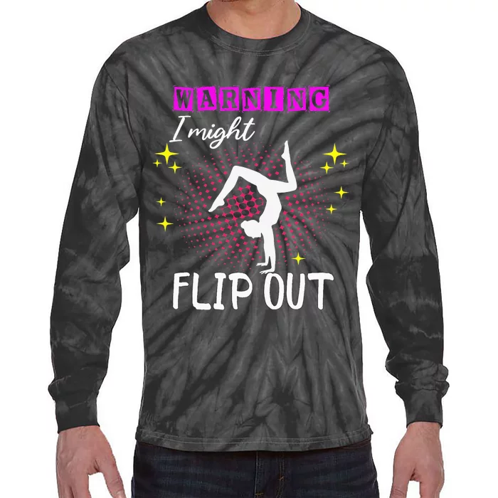 Warning I Might Flip Out Funny Gymnast Cheerleading Tie-Dye Long Sleeve Shirt