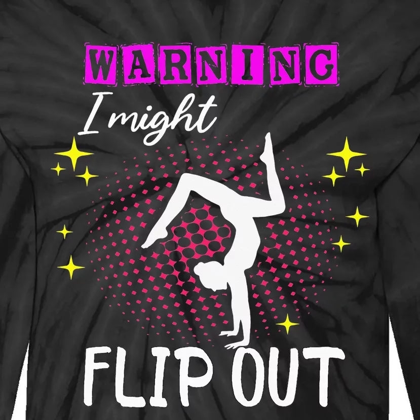 Warning I Might Flip Out Funny Gymnast Cheerleading Tie-Dye Long Sleeve Shirt