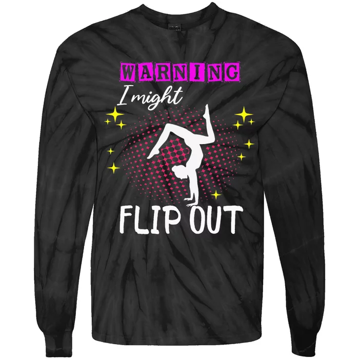 Warning I Might Flip Out Funny Gymnast Cheerleading Tie-Dye Long Sleeve Shirt