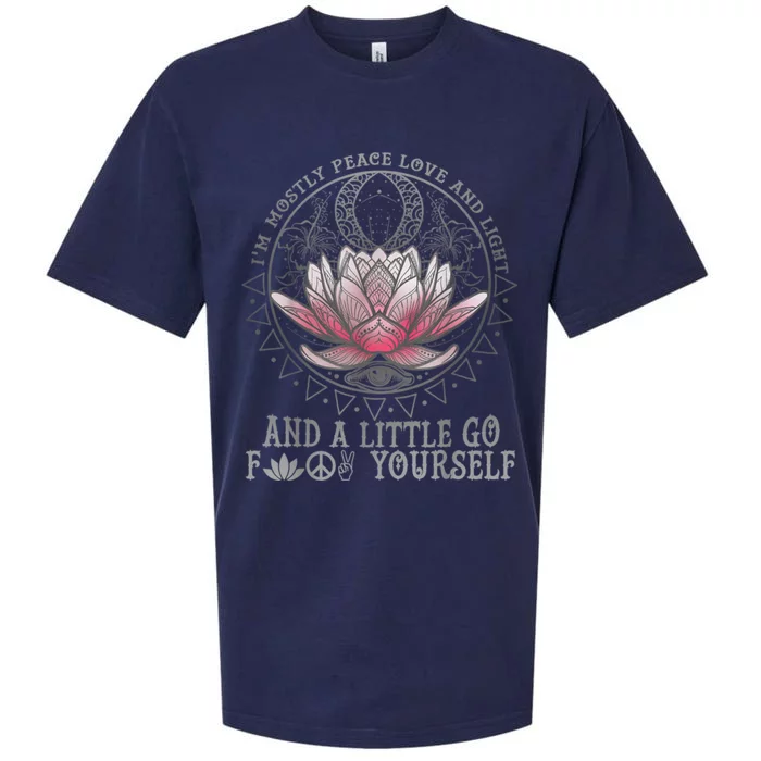 Womens I'm Mostly Peace Love And Light & Little Go F Yourself Lotus Sueded Cloud Jersey T-Shirt