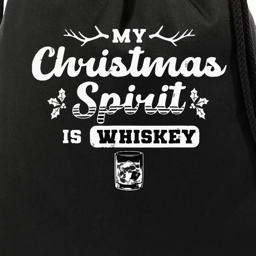 Whiskey Is My Christmas Spirit Funny Whisky Drawstring Bag