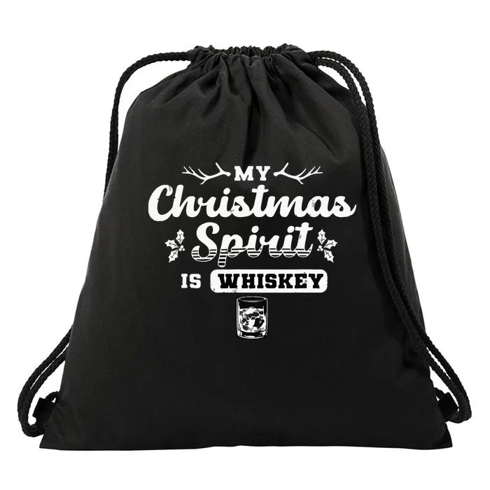 Whiskey Is My Christmas Spirit Funny Whisky Drawstring Bag