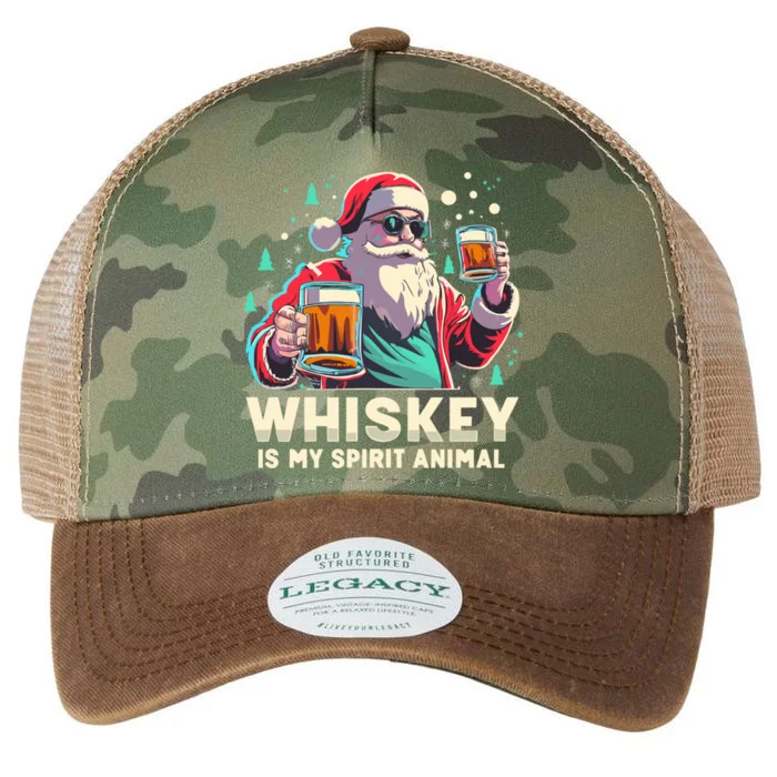 Whiskey Is My Spirit Animal Funny Santa Ing Christmas Gift Legacy Tie Dye Trucker Hat