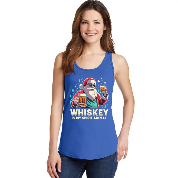 Whiskey Is My Spirit Animal Funny Santa Ing Christmas Gift Ladies Essential Tank