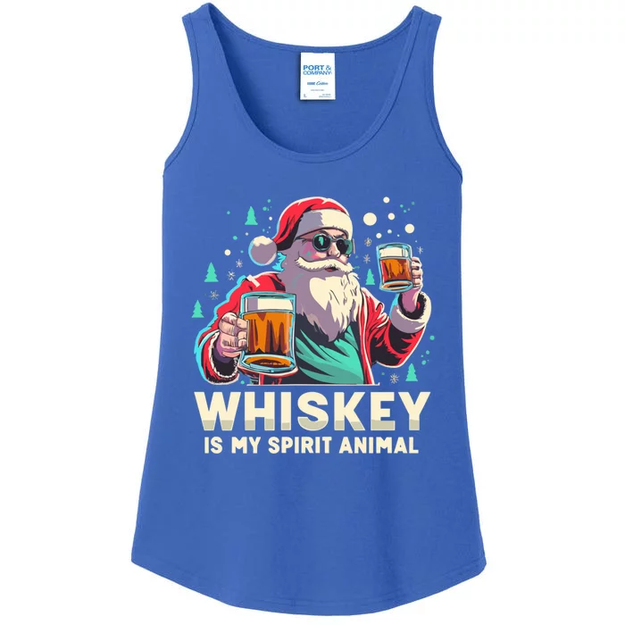 Whiskey Is My Spirit Animal Funny Santa Ing Christmas Gift Ladies Essential Tank