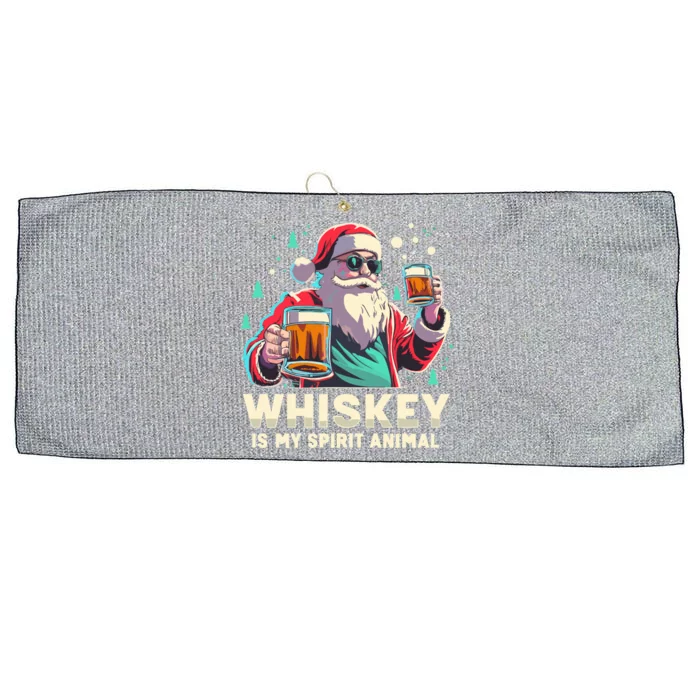 Whiskey Is My Spirit Animal Funny Santa Ing Christmas Gift Large Microfiber Waffle Golf Towel