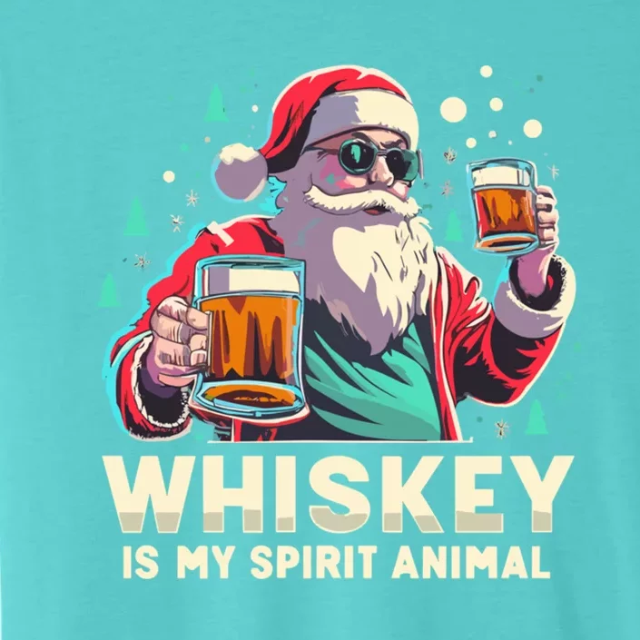 Whiskey Is My Spirit Animal Funny Santa Ing Christmas Gift ChromaSoft Performance T-Shirt