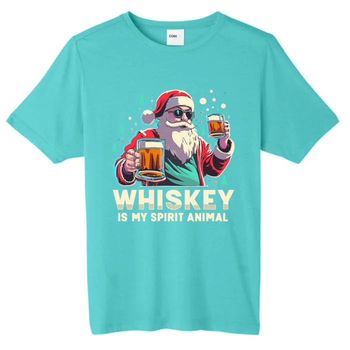 Whiskey Is My Spirit Animal Funny Santa Ing Christmas Gift ChromaSoft Performance T-Shirt