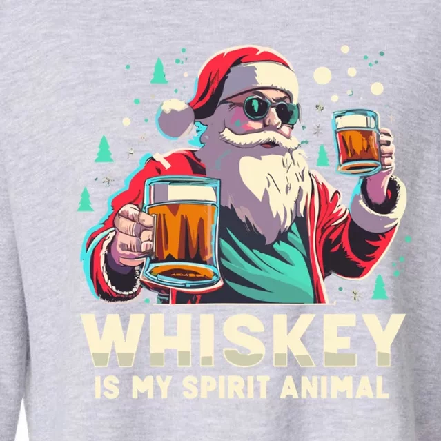 Whiskey Is My Spirit Animal Funny Santa Ing Christmas Gift Cropped Pullover Crew