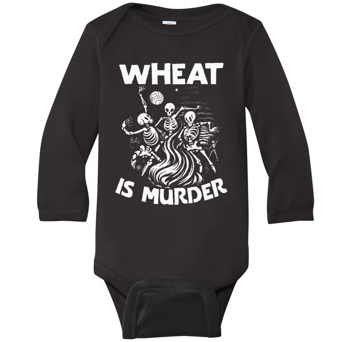 Wheat Is Murder Celiac Disease Awareness Month Gluten Free Baby Long Sleeve Bodysuit