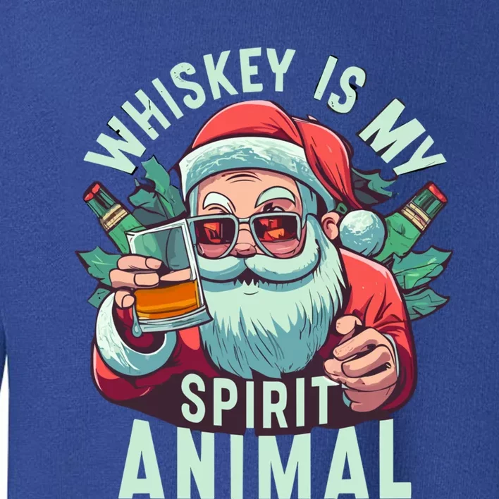 Whiskey Is My Spirit Animal Funny Santa Ing Christmas Funny Gift Toddler Sweatshirt