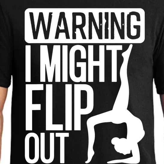 Warning I Might Flip Out Funny Gymnast Gymnastics Pun Outfit Pajama Set