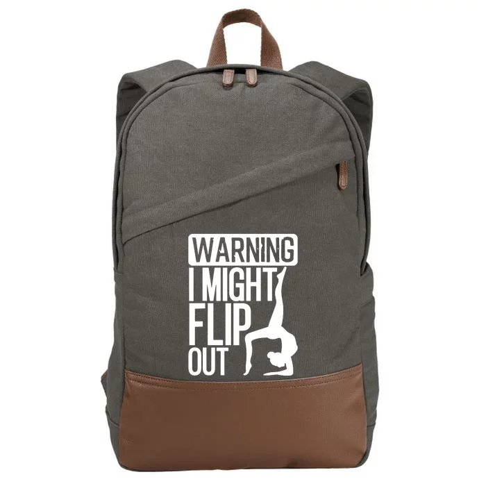 Warning I Might Flip Out Funny Gymnast Gymnastics Pun Outfit Cotton Canvas Backpack