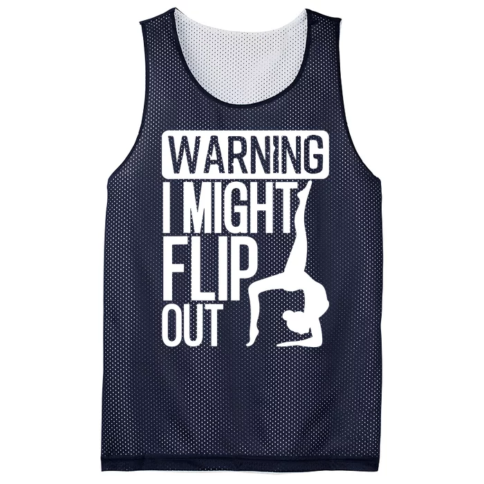 Warning I Might Flip Out Funny Gymnast Gymnastics Pun Outfit Mesh Reversible Basketball Jersey Tank