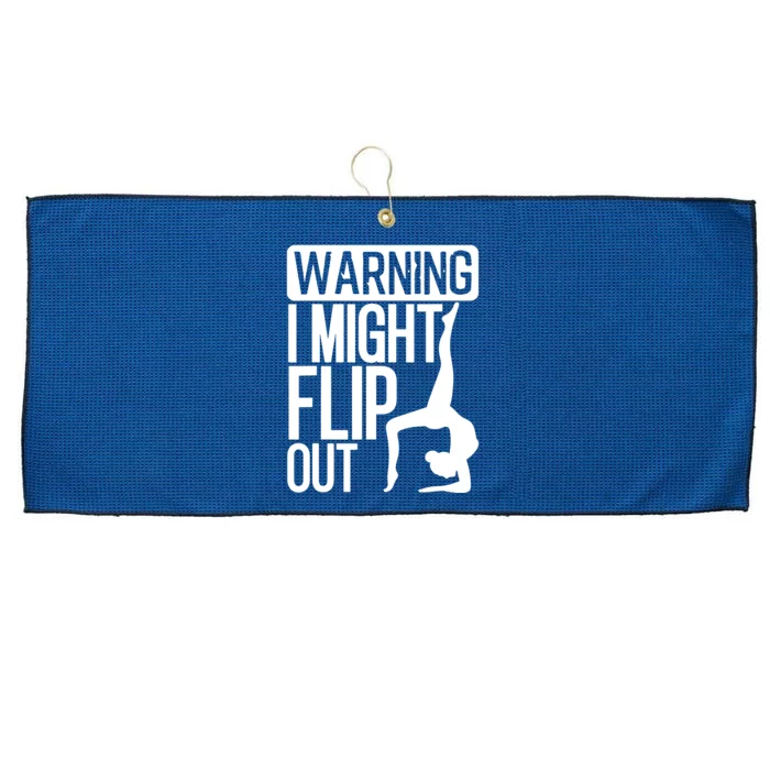 Warning I Might Flip Out Funny Gymnast Gymnastics Pun Outfit Large Microfiber Waffle Golf Towel