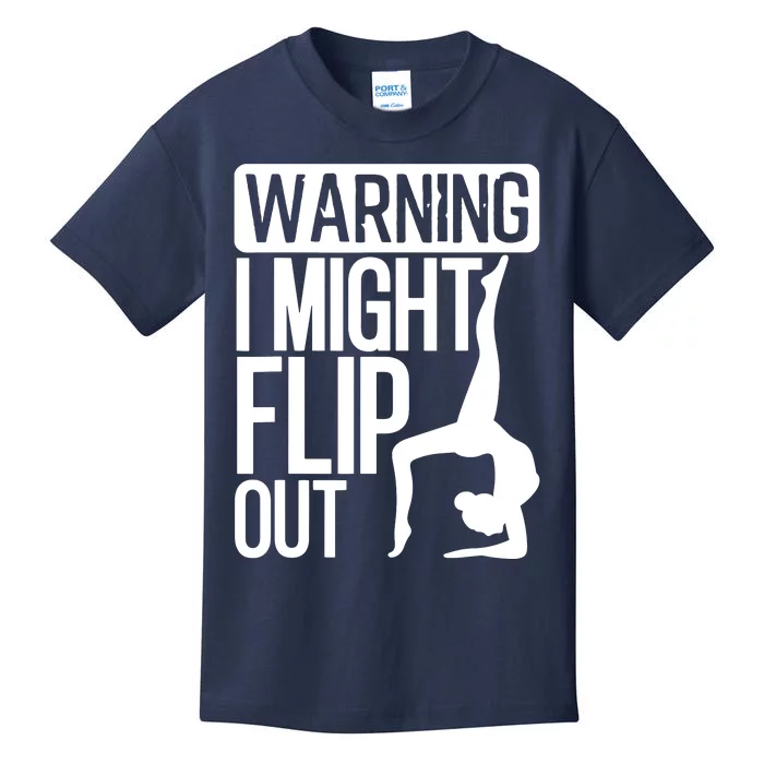 Warning I Might Flip Out Funny Gymnast Gymnastics Pun Outfit Kids T-Shirt